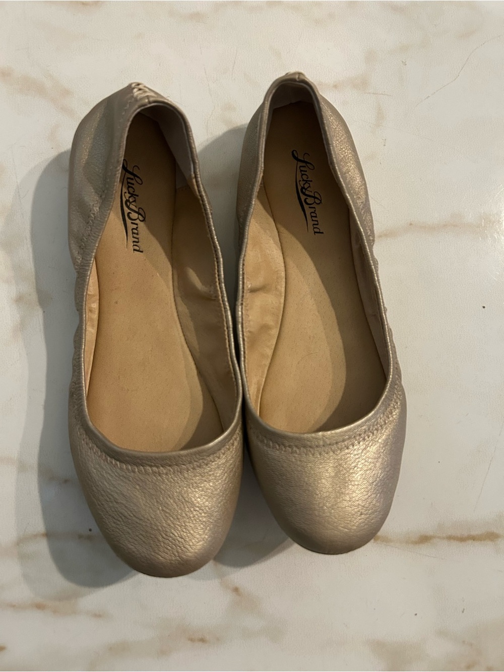 Lucky Brand Women's Shimmery Champagne Ballet Flats